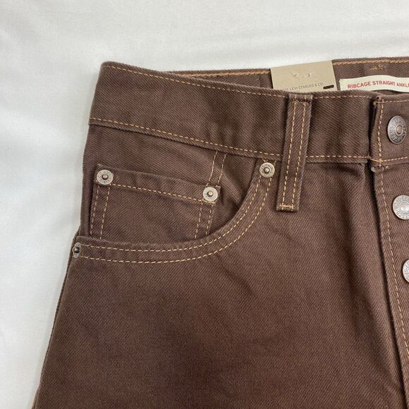 Levi's Jeans Women's 32x27 Brown Ribcage Straight Ankle High Rise American Denim - Picture 3 of 15